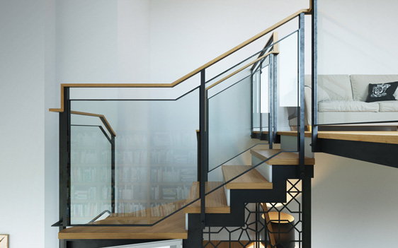 Wooden & metal staircase product.