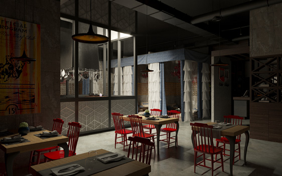 Cafe 3d rendering for Dubai.
